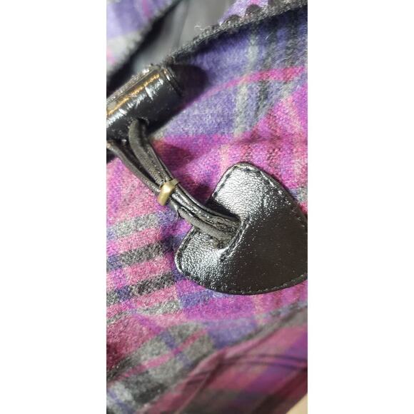 Conrad C Plaid Wool Blend Blazer 6 Ruffle Front Fall Pink Purple Gray Career - Picture 7 of 13